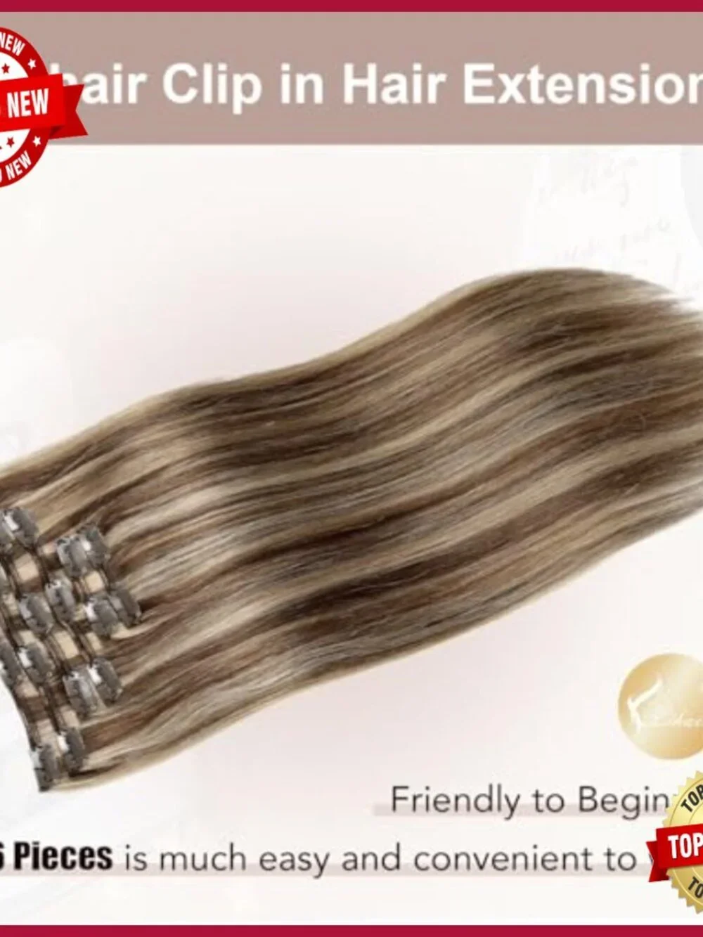 20 Inch Human Hair Clip-In Extensions, 6 Pieces, 120g, Straight